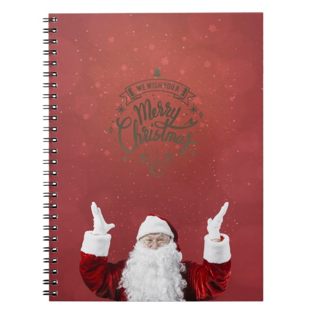 Caderno Espiral Papai Noel, Flocos de Neve, Vermelho (Frente)
