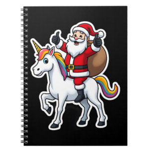 Caderno Espiral Papai Noel Montado em Unicórnio de Natal - Meninas