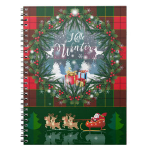 Caderno Espiral Papai Noel montado numa carruagem puxada por renas