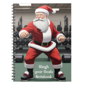 Caderno Espiral Papai Noel na academia
