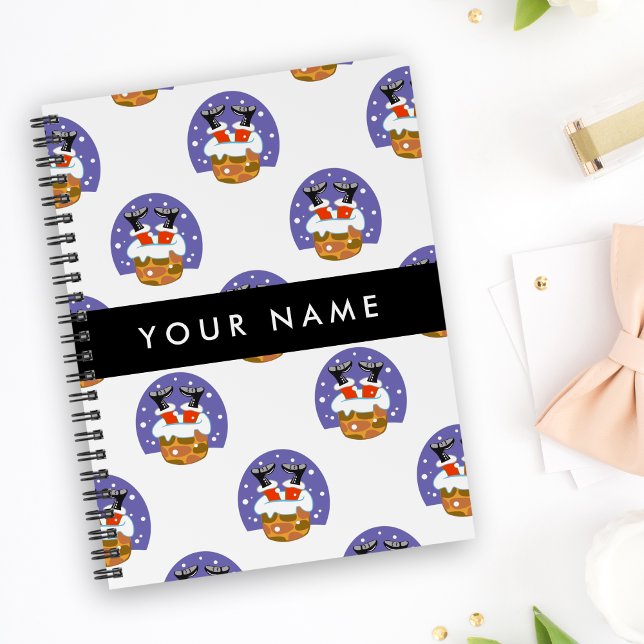 Caderno Espiral Papai Noel Na Chaminé, Neve, Natal, Ano Novo (Criador carregado)