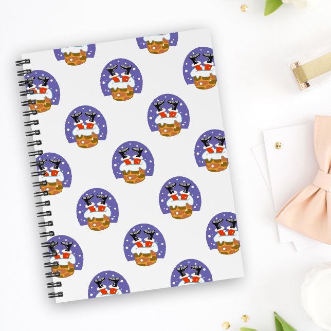 Caderno Espiral Papai Noel Na Chaminé, Neve, Natal, Ano Novo (Criador carregado)