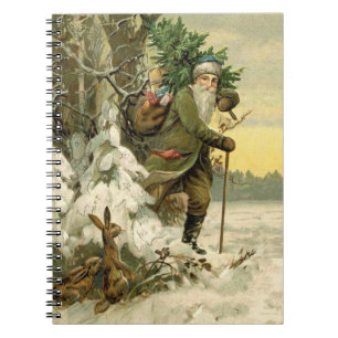 Caderno Espiral Papai Noel Natal Vitoriano Árvore de Férias