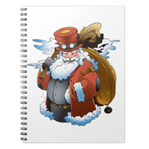 Caderno Espiral Papai Noel Steampunk Natal Estilo Vintage