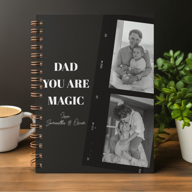 Caderno Espiral 'Papai Você é Mágico' Personalizado Foto de Dois P (Criador carregado)