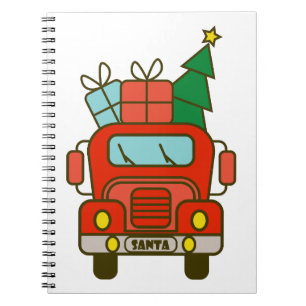Caderno Espiral Papais noeis de frente de caminhão Feliz Natal