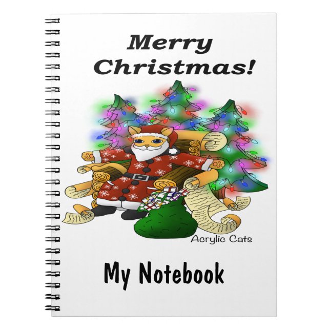 Caderno Espiral Papais noeis de Natal Cat (Frente)