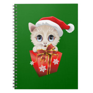 Caderno Espiral Papais noeis de Natal de Kitten com presentes