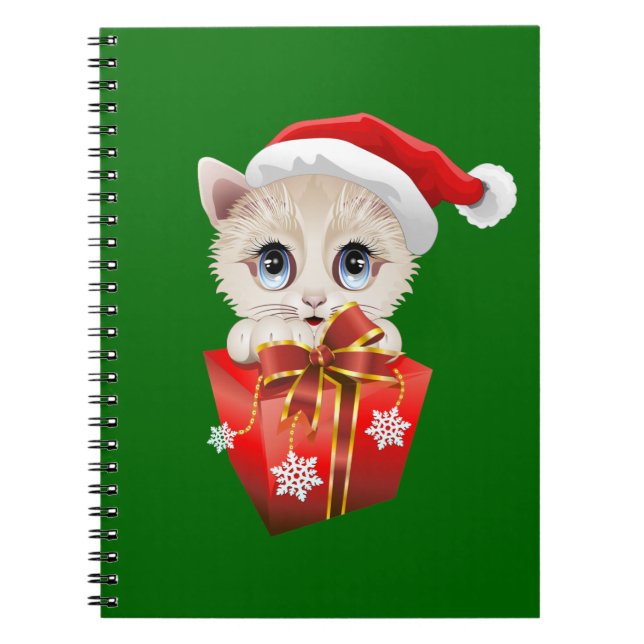 Caderno Espiral Papais noeis de Natal de Kitten com presentes (Frente)