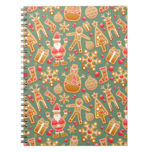 Caderno Espiral papais noeis de pão de gengibre de natal