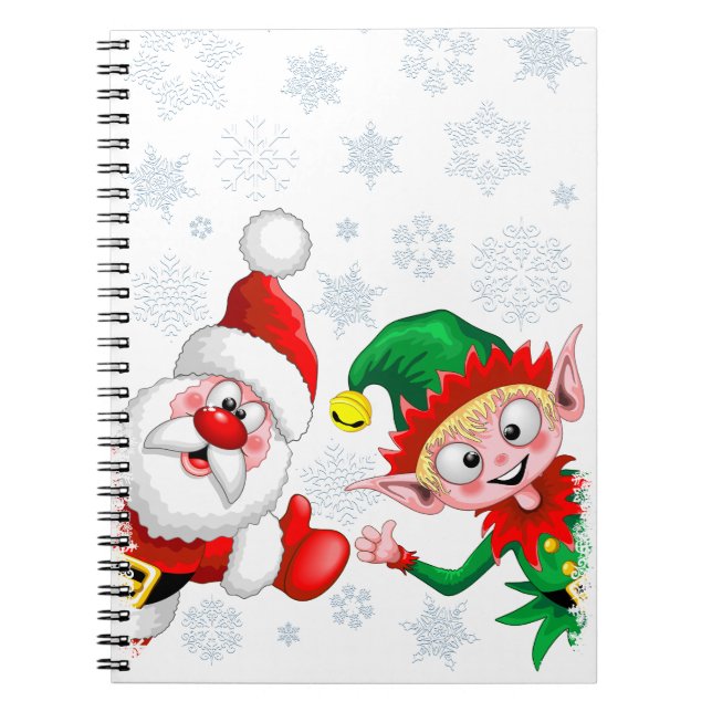 Caderno Espiral Papais noeis e Caracteres de Natal do Elf diminuem (Frente)
