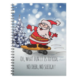 Caderno Espiral Papais noeis engraçados no skate para o Natal das