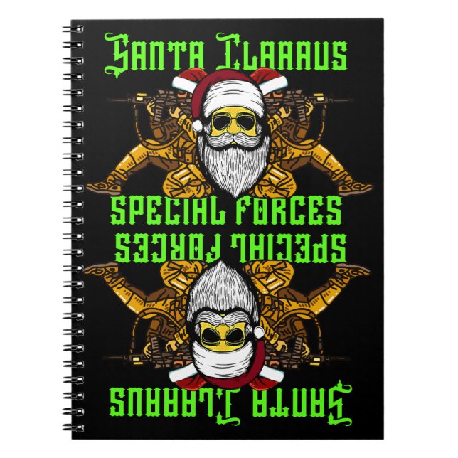 Caderno Espiral Papais noeis, forças especiais, exército (Frente)