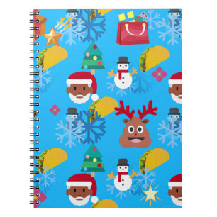 Caderno Espiral papais noeis negros taco christmas