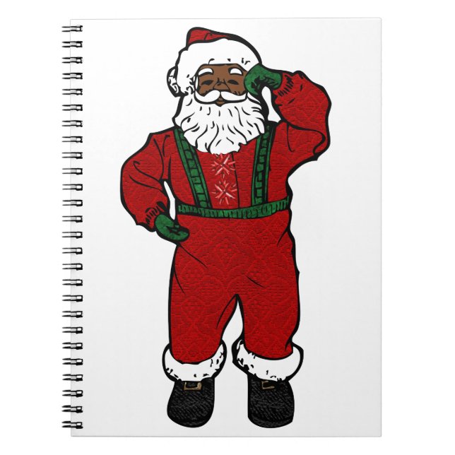 Caderno Espiral papais noeis pretos de veludo vermelho (Frente)