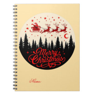 Caderno Espiral Papais noeis Sleigh Felry Forest ScenArt