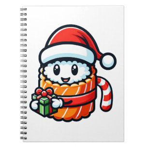 Caderno Espiral Papais noeis Sushi - Rolha Festiva com Presente