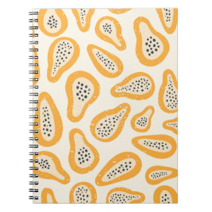Caderno Espiral Papaya Tropical: Grunge, Desenho Mão.