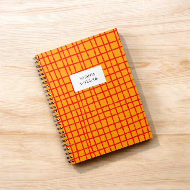 Caderno Espiral Papel de Carta de Notebook de Verificação Laranja  (Criador carregado)