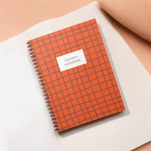 Caderno Espiral Papel de Carta de Verificação de Laranja Castanho 
