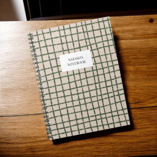 Caderno Espiral Papel de Carta de Verificação Khaki Verde