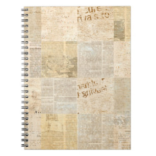 Caderno Espiral Papel de jornal que resgata o padrão de jornal env