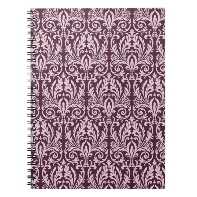 Caderno Espiral Papel de parede clássico sem costura damask. (Frente)
