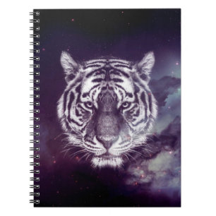 Caderno Espiral Papel de parede de rosto do galáxio Tiger