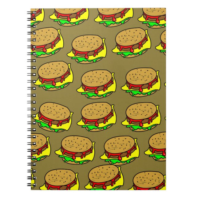 Caderno Espiral Papel de parede do hamburguer (Frente)