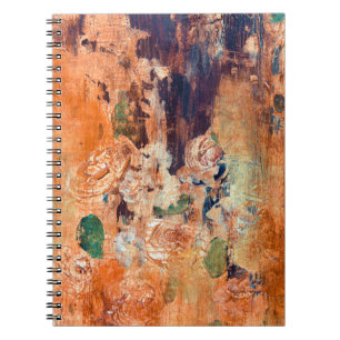 Caderno Espiral Papel de parede floral antigo, vinheta de grunge.