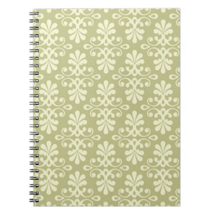 Caderno Espiral Papel de parede floral do damasco