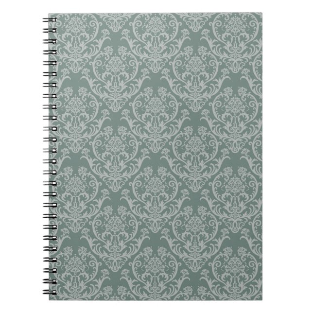 Caderno Espiral Papel de parede floral verde (Frente)
