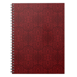 Caderno Espiral Papel de parede floral vermelho detalhado