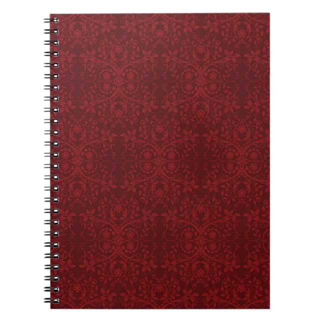 Caderno Espiral Papel de parede floral vermelho detalhado (Frente)
