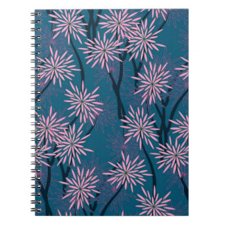 Caderno Espiral Papel de parede: marinho asiático azul, rosa.