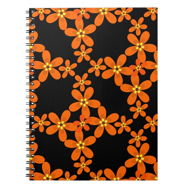 Caderno Espiral papel de parede retrô laranja 1970 (Frente)