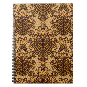 Caderno Espiral Papel de parede sem costura, estilo art nouveau, V