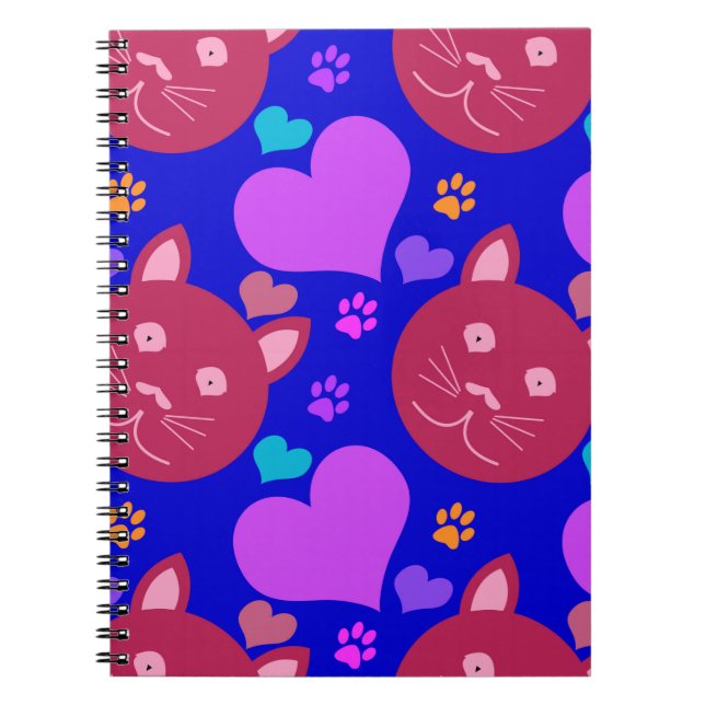 Caderno Espiral Papel de parede sem costura, estilo de desenho ani (Frente)
