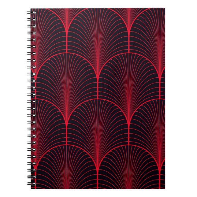 Caderno Espiral Papel de parede sem costura, vermelho e preto (Frente)