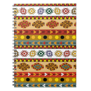 Caderno Espiral Papel de parede tribal, design artístico.