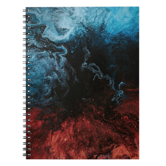 Caderno Espiral Papel de parede vermelho e azul (Frente)