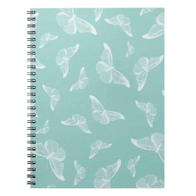 Caderno Espiral Papel digital padrão borboleta (Frente)