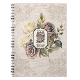 Caderno Espiral Papel kraft rústico clássico vintage e floral de r