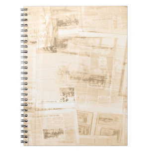 Caderno Espiral Papel riscado: fundo de jornal antigo.