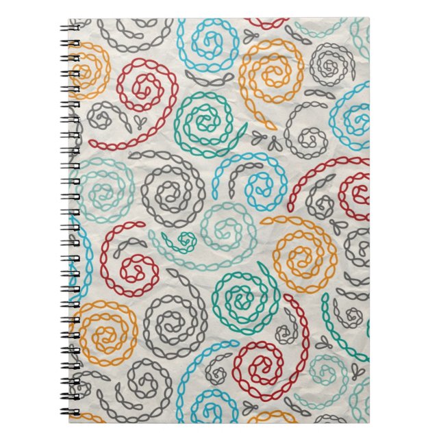 Caderno Espiral Papel rumpled rico do bordado (Frente)