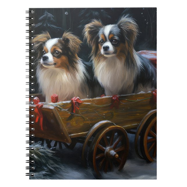 Caderno Espiral Papillon Snowy Sleigh Decoração de Natal (Frente)