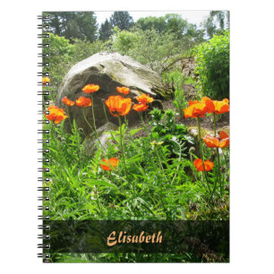 Caderno Espiral Papoilas luxúrias do primavera do parque da foto