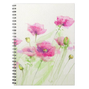 Caderno Espiral Papoilas pintadas 3 da aguarela