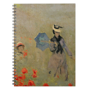 Caderno Espiral Papoilas selvagens de Claude Monet  , perto de