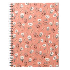 Caderno Espiral Papoulas Brancas em Capa Vermelha Vibrante